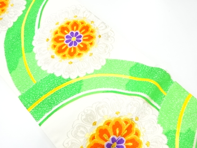 アンティーク　波に華文模様織出し袋帯（材料）